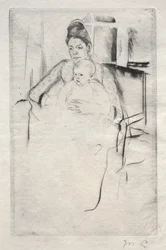 Rouva Gardner Cassatt ja hänen vauvansa istumassa lähellä ikkunaa, n. 1887.