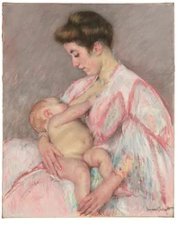 John-vauva hoitamassa, noin 1908 (öljy kankaalle).