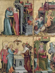 Pagpupulong sa Golden Gate at ang Presentasyon sa Templo, mula sa Buxtehude Altar, 1400-10 (tempera on panel)finn