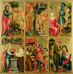Hampurin Pyhän Pietarin alttarin oikea siipi, Grabowerin alttari, 1383 (tempera paneelissa)