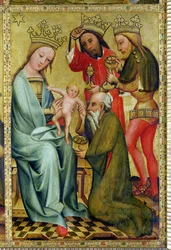 Taikaiden palvonta Pietarinkirkon alttarilta Hampurissa, Grabowerin alttari, 1383 (tempera paneelissa)