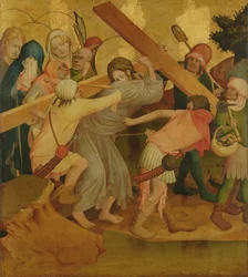 Kristus kantaa ristiä, paneeli St. Thomasin alttarista Hampurin Pyhän Johanneksen kirkosta, aloitettu vuonna 1424 (tempera ja öljy paneelissa)