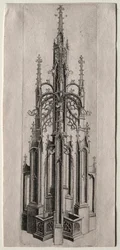 Suunnittelu goottilaiselle suihkulähteelle, c. 1470.