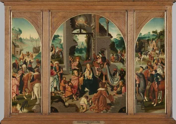 Triptyykki, jossa Taikurien palvominen, noin 1500-1504 (öljy paneelille).