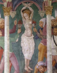 Italia, Piemonten alue, fresko Santa Margheritan kappelissa Sacro Montessa