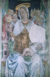 Italia, Piemonte, Serralunga di Crea, Sacro Monte di Crea, Santa Maria Assuntan basilika, kappeli, fresko