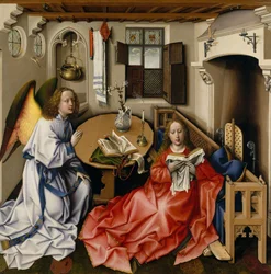Marian ilmestys-triptyykki (Meroden alttaritaulu), noin 1427-32 (öljy tammelle).