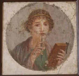 Nuori nainen kirjalla ja kynällä Ns. Sappho, n. 50