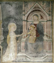Kristuksen hengellinen avioliitto Pyhän Maria Magdaleenan kanssa, yksityiskohta. (noin 1377, fresko kankaalle)