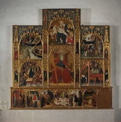 Retable ja kohtauksia Pyhän Andreaksen elämästä, n. 1420-30.
