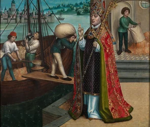 Viljan ihme, Pyhän Nikolauksen alttaritaulusta, n. 1486-1493 (öljy paneelille)