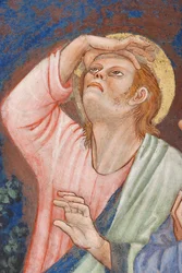 "Kristuksen taivaaseenastuminen", Yksityiskohta pyhimyksen kanssa, n.1420 (fresko)
