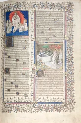 Gothan messali: Fol. 1r, Kolminaisuus ja ylösnousemus, c. 1375.