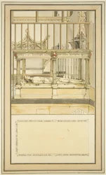 Piispa Paul Bushin hauta Bristolin katedraalissa, n. 1799 (akvarelli paperille)