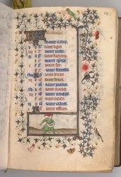 Kaarle Aatelisen, Navarran kuninkaan tunnit 1361-1425: fol. 10r, lokakuu, c. 1405.