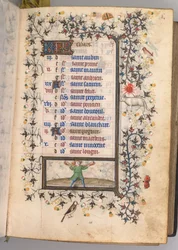 Kaarle Aatelisen, Navarran kuninkaan tunnit 1361-1425: fol. 3r, maaliskuu, c. 1405.