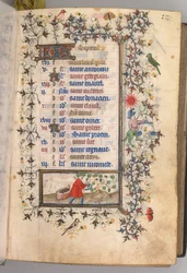 Kaarle Aatelisen, Navarran kuninkaan tunnit 1361-1425: fol. 9r, syyskuu, c. 1405.