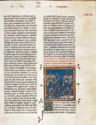 Kuninkaallinen 16 G. VI, f.377 Ranskan armeija marssilla Bouvinesiin, julkaisusta "Les Grandes chroniques de France", n. 1332-1350 (mustetta, väriä ja kultaa perunakalvolla)