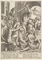 Oikealla kateus tai ahneus, jonka Hercules karkottaa muusojen temppelistä..., 1530-60.