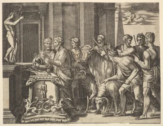 Psychen isä konsultoi oraakkelia, teoksesta The Fable of Psyche, 1530-60.