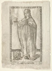 Charity from the Tarocchi, sarja B: Cosmic Principles & Virtues, #38, ennen vuotta 1467.