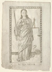Justice from the Tarocchi, sarja B: Cosmic Principles & Virtues, #37, ennen vuotta 1467.