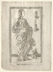 Prudence from the Tarocchi, sarja B: Cosmic Principles & Virtues, #35, ennen vuotta 1467.