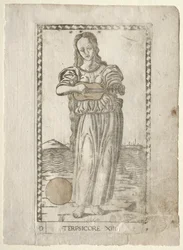 Terpsichore-tanssi ja laulu Tarocchi-sarjasta D..., ennen vuotta 1467.
