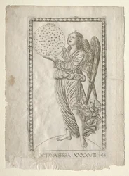 Kahdeksannen pallon enkeli Tarocchista, sarja A..., ennen vuotta 1467.