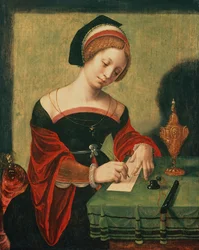 Naisen muotokuva Magdalenana (tempera paneelissa)