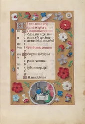 Espanjan kuningattaren Isabella katolisen tunteja:  Fol. 2r, tammikuu - juhla
