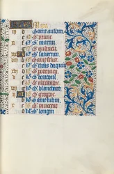 Tuntikirja Rouenin käyttö: fol. 3r, c. 1470.