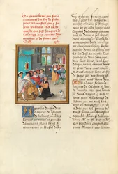 Jacques de Lalaing polvistuu Mainen ja Saint-Polin kreivien edessä