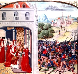 Jean Froissart (vellum) pyhitti paavi Gregorius IX:n Avignonissa Ranskassa (paavin 1227-1241)