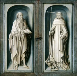 São Paulo e São Bento, painéis fechados do Tríptico da Anunciação, c.1483 (óleo sobre painel) finlandês