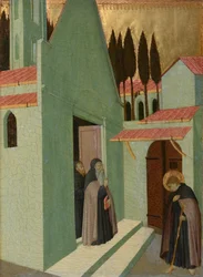 Pyhä Antonius lähdössä luostarista, n.1430-1435 (tempera poppelipaneelille).