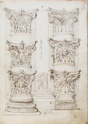 Kuusi isoa kirjainta, leseeni ja kaksi sarakkeen pohjaa, c1512-1517