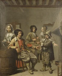 Poika kaataa lasin viiniä maanmiehelle, n. 1650 (öljy kankaalle)