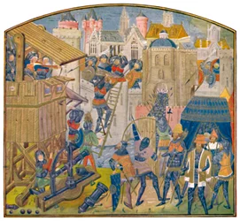 "Siege Train, 1500-luvun MS. Roy. 14 E. iv.