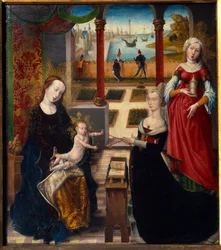 Neitsyt ja Pyhä Maria Magdaleena Sainte-Gudulen maiseman mestarin maalaus (1400-luku) (ec.flam.) 1475 Liegen taidemuseo