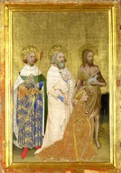 Richard II Englannin suojeluspyhimyksineen (Wilton Diptyykin vasen sisäpaneeli)