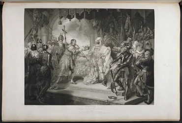 Kuningas Richard toinen. näytös IV. Kohtaus I. King Richard, Bolingbroke, York, Aumerle jne. Parlamenttitalossa, n. 1803 (kaiverrus)