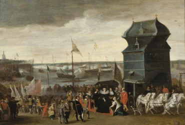 Kuningatar Marie de Medici poistumassa aluksesta Antwerpenissä, 1632