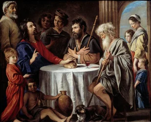 Emmauksen pyhiinvaeltajat. Mathieu Le Nainin (Lenain) maalaus (1607-1677)
