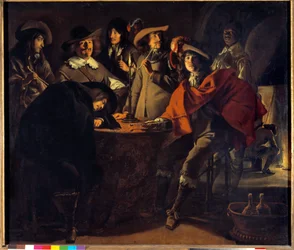 La Tabagie ou le corps de garde Mathieu Le Nainin (Lenain) maalaus (1607-1677) 1600-luvun su. 1,17x1,37m