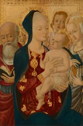 Madonna ja lapsi sekä pyhä Hieronymus, pyhä Katariina Aleksandrialainen ja enkelit, noin 1465-1470 (tempera poppelipaneelille).