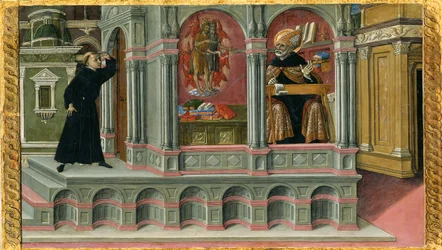 Pyhän Augustinuksen visio pyhistä Hieronymuksesta ja Johannes Kastajasta, 1476.