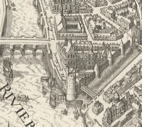 Hôtel de Nevers vuoden 1615 Merianin Pariisin suunnitelmassa - David Rumsey