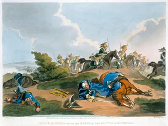"Prinssi Blucher hevosensa alla Waterloon taistelussa", 1815