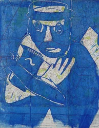 Lähtö Englannista, 2004 (linoprint)